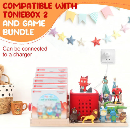Kompatibel mit Tonies Holz-Organizer – Für 5 Spielepakete (3 große + 2 kleine) + Gamecontroller-Halterung