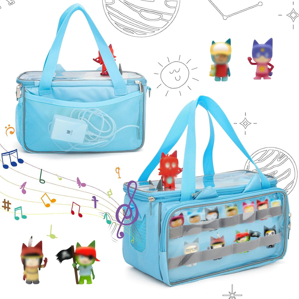 Carrying Case for Toniebox, Tonie Characters Figures, Toniebox Starter Set Headphones Charging Station Bag (Blue)