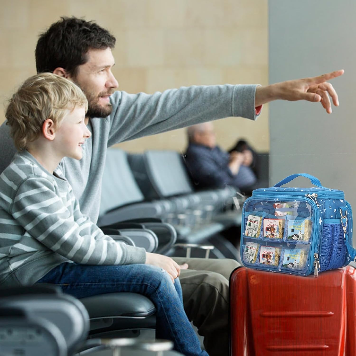 Carrying Case Compatible with Little Tikes Story Dream Machine Books Starter Set,Portable Storage Bag with Handle and Shoulder Strap for Storytime,Little Golden Book,Little Puppy Character (Blue)