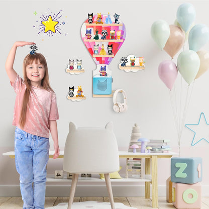 Präsentationsregal-Set mit 4 Regalen, kompatibel mit Tonies – Ballon & Wolken, Wandmontage