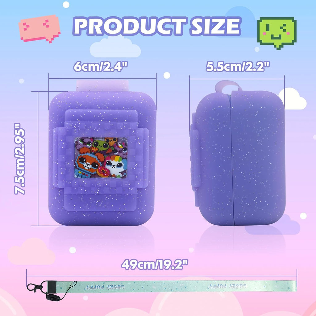 Silicone Cover Case for Bitzee Interactive Toy Digital Pet With Lanyard, Protective Holder Skin for Virtual Electronic Pets for Girls & Boys (Purple)