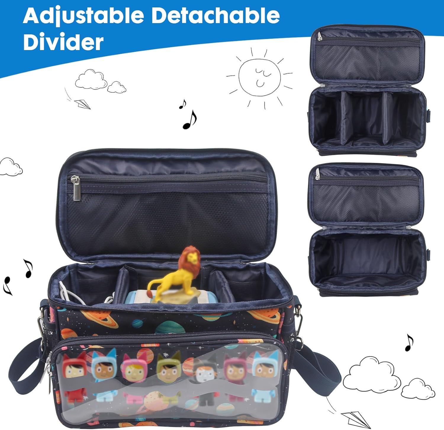 for Tonies Carrying Case, Toniebox Case for Tonies Figures,Tonie Characters, Tonies Storage and Organizer with Shoulder Strap,Tonies Box Starter Set,Tonies Headphones,Charging Station Bag (Black)