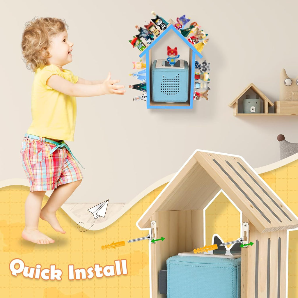 for Tonie Shelf,Tonies Storage for Creative Tonie Box 1 Toniebox 2 Magnetic Shelf for Tonie Figures,Characters,Wooden for Kids (Natural)