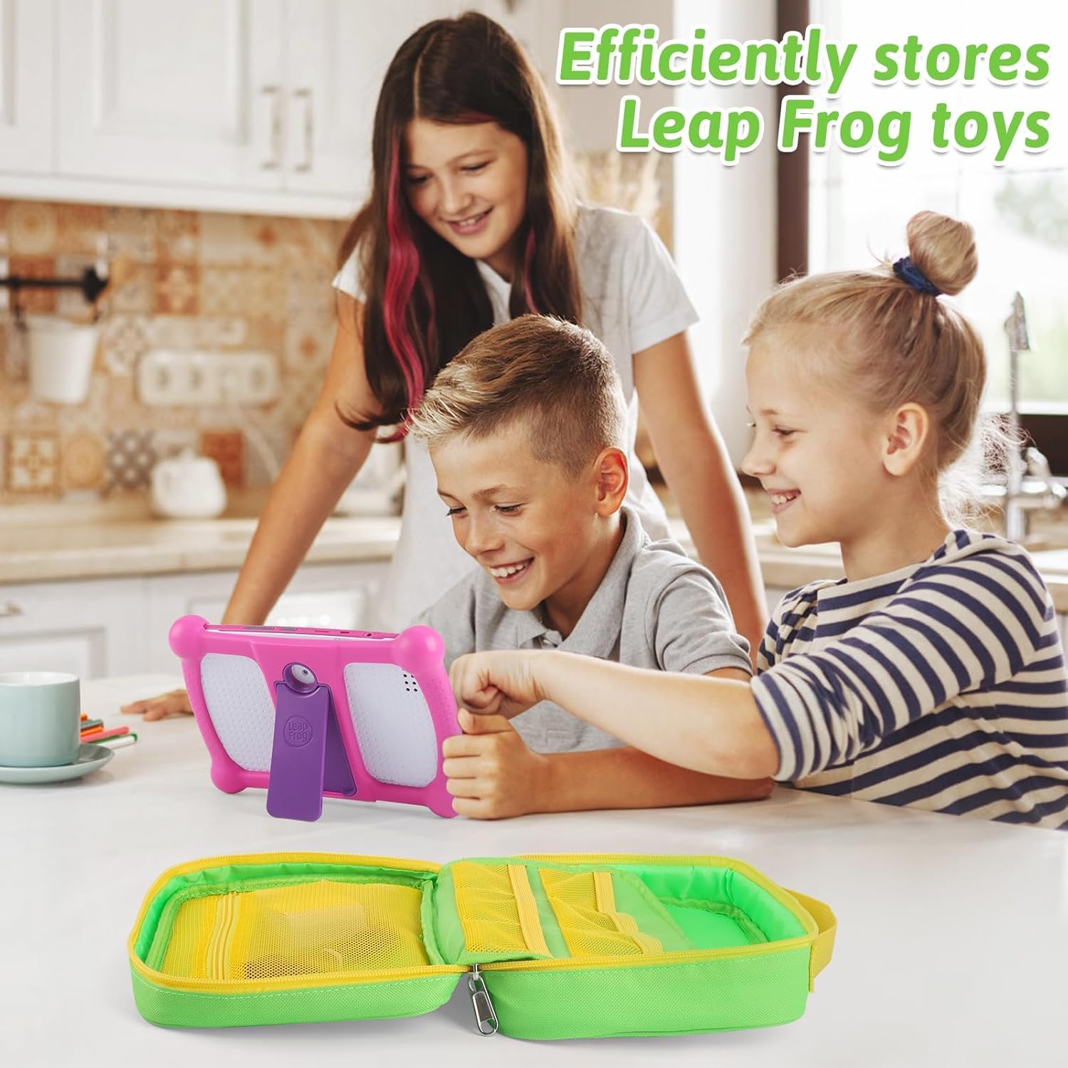 Carrying Case for LeapFrog LeapPad Ultimate Ready, Portable Storage Bag with Handle Compatible With Leap Pad (Green)