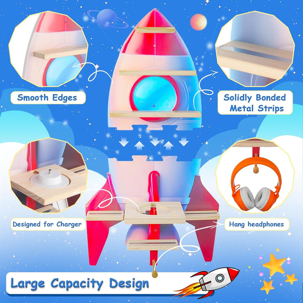 for Toniebox 2/1 Tonie Shelf Wall Mounted Set of 4,Tonies Figures Tonies Storage,Magnetic Wooden Floating Shelves Compatible with Tonie Box Player Character for Children Room