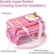 Kompatibel mit Tonies Tragetasche – Tasche mit transparentem Deckel und Schultergurt, Pink