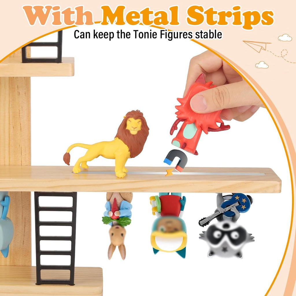 for Tonie Box Shelf,Tonies Storage for Creative Tonies Magnetic Wall Shelf for Toniebox Tonie Figures,15-40 Characters,Wooden Hanging Shelf for Kids