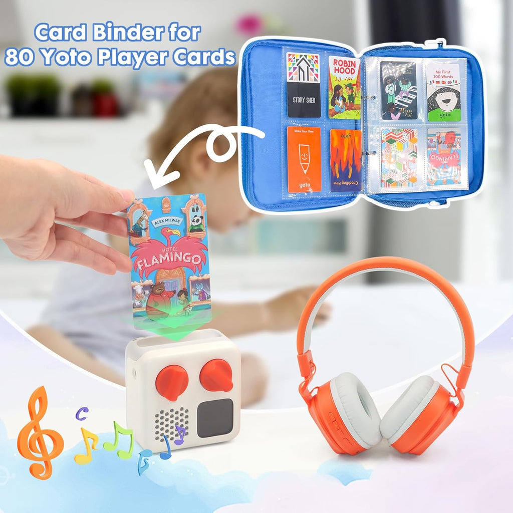 Travel Card Case for Mini Yoto Player, Card Holder,Card Binder Holder, Soft Portable Folder with 80 Pockets Player for Mini Audiobook Cards,Kids Audio Cards (blue)