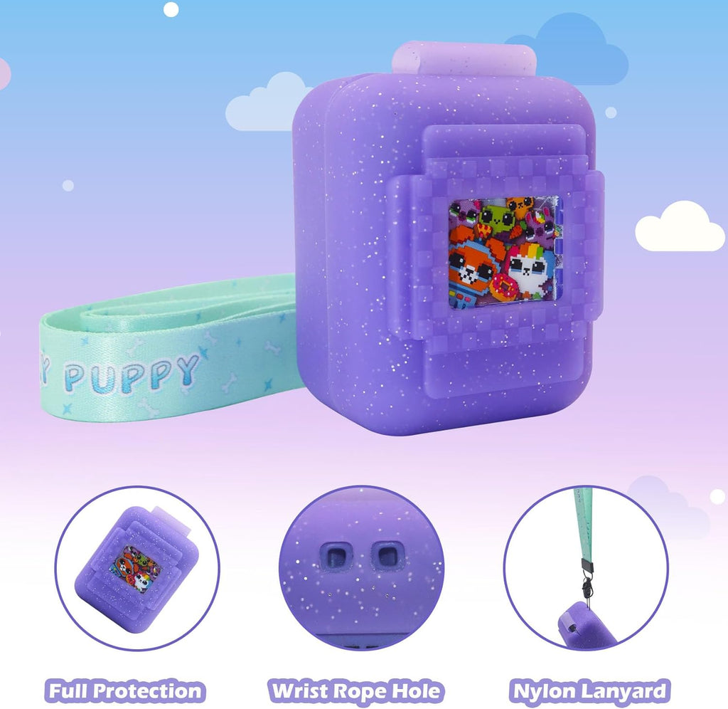 Silicone Cover Case for Bitzee Interactive Toy Digital Pet With Lanyard, Protective Holder Skin for Virtual Electronic Pets for Girls & Boys (Purple)