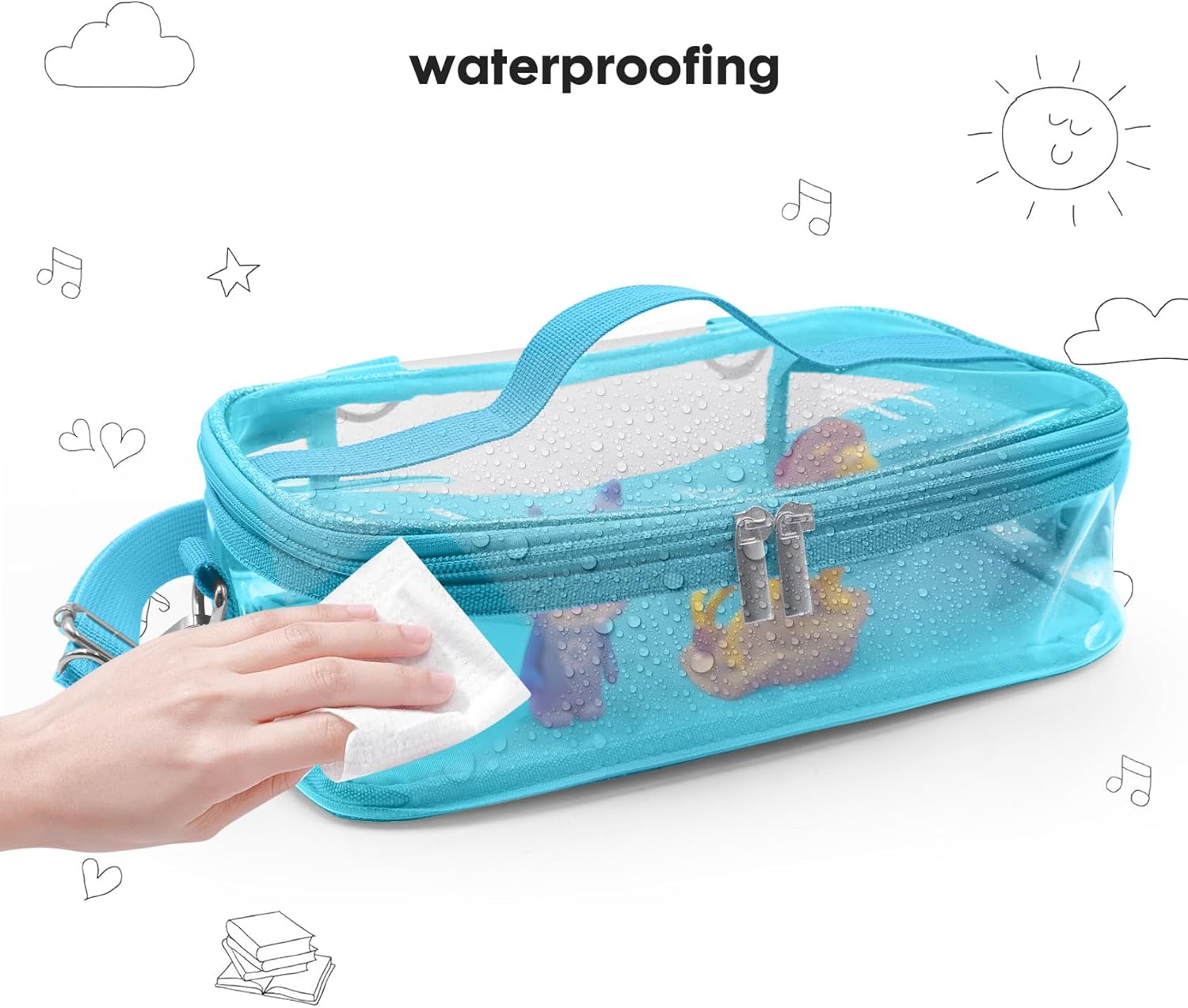 Carrying Case for Tonie Figures,Transparent Carrying Bag,Portable Storage Bag with Magnetic Base for 20-30 Tonie box Figures Characte Organizer (Blue)