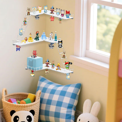 Compatible with Tonies Magnetic Ladder Shelf – 90° Corner, Wall Mounted, Holds 30–40 Figures (Iron)