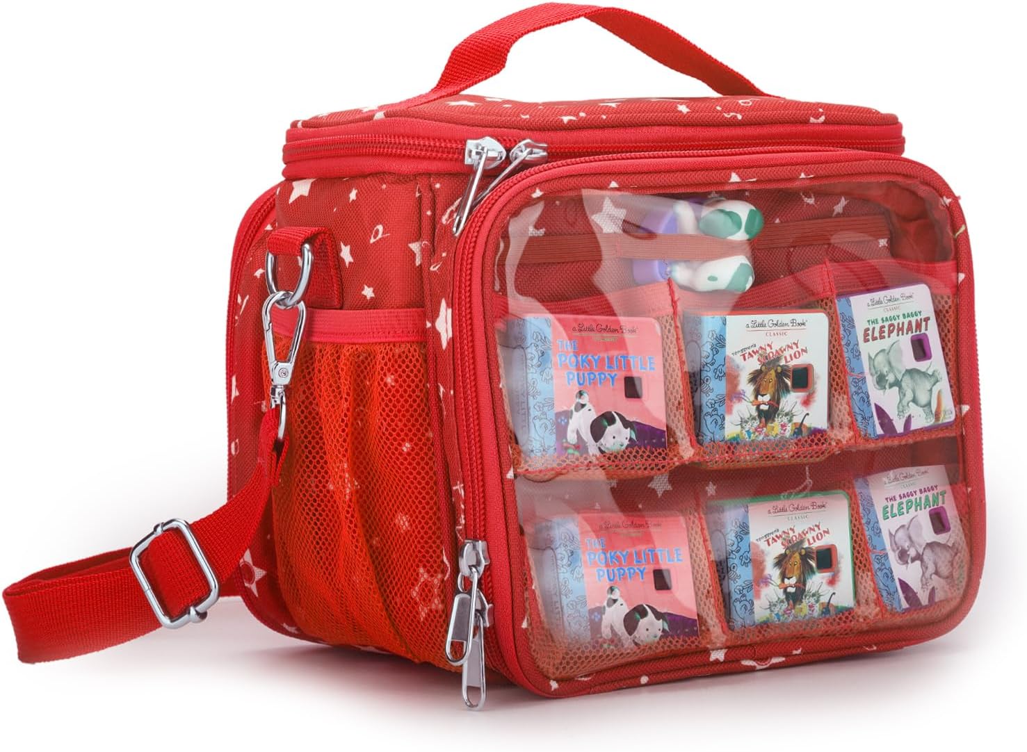 Carrying Case Compatible with Little Tikes Story Dream Machine Books Starter Set,Portable Storage Bag with Handle and Shoulder Strap for Storytime,Little Golden Book,Little Puppy Character (Blue)