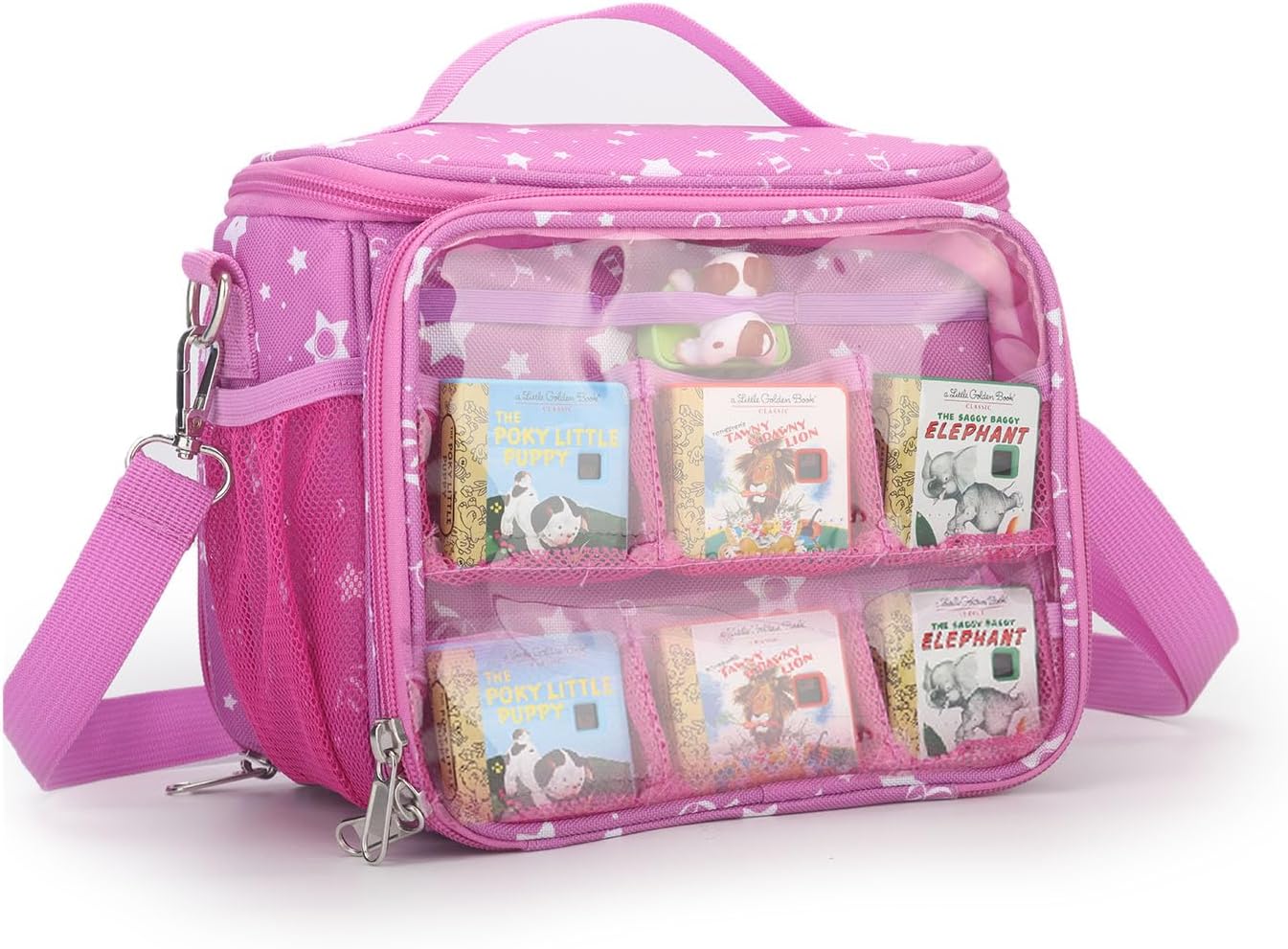 Carrying Case Compatible with Little Tikes Story Dream Machine Books Starter Set,Portable Storage Bag with Handle and Shoulder Strap for Storytime,Little Golden Book,Little Puppy Character (Blue)