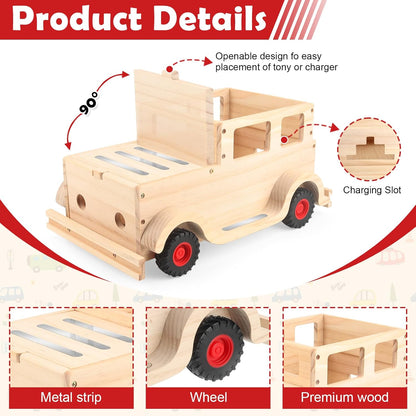 Hölzernes schwebendes Präsentationsregal, kompatibel mit Tonies – magnetisch, passend für Audio Player 1 & 2 (Natur, Auto)