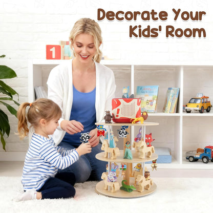 360° drehbares Tonie-Regal – Karussell | 3 Ebenen, für über 120 Figuren, inklusive 50 Metallplättchen