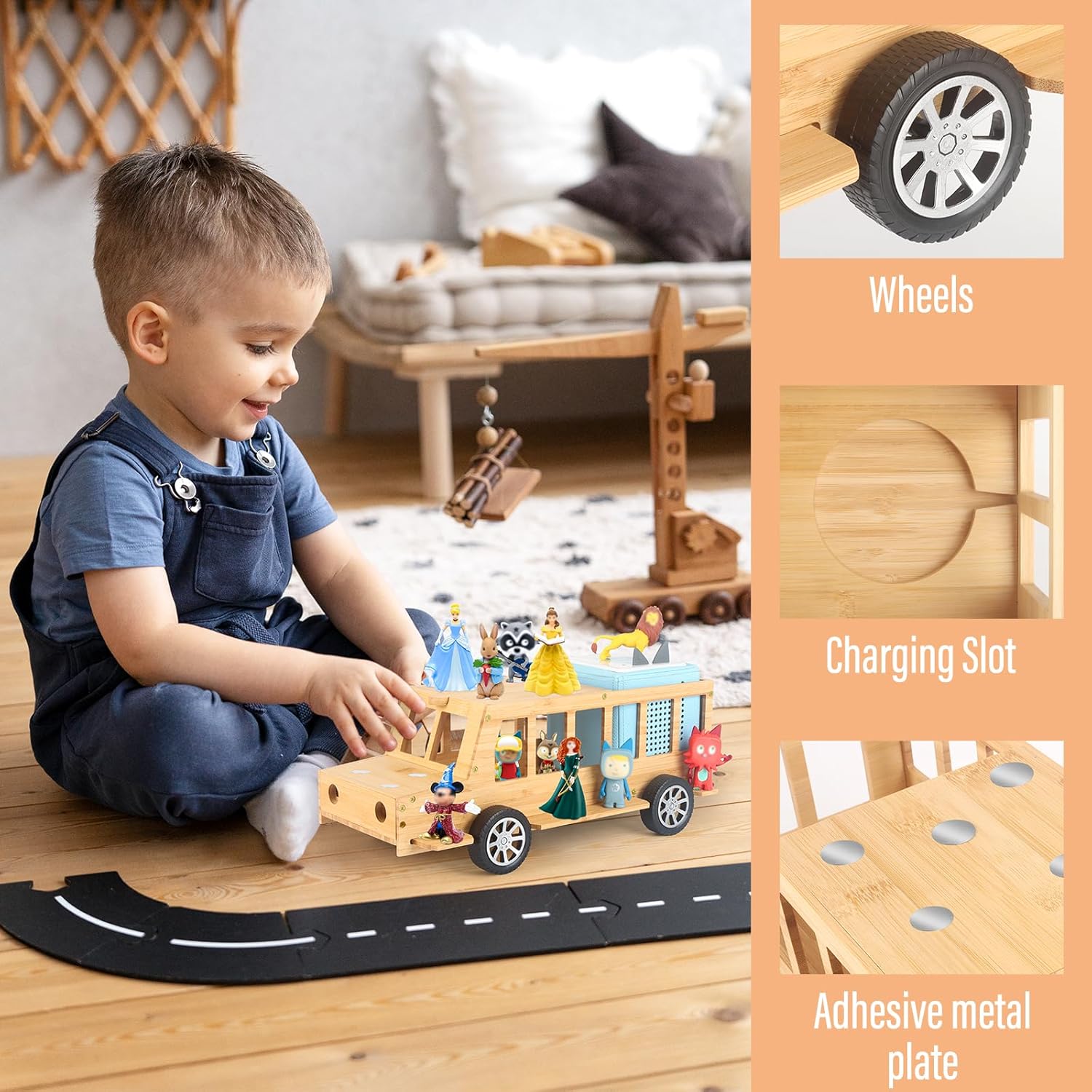 Shelf for Tonie Figures Characters Storage with 35Pcs Adhesive Metal Plate for Creative TonieBox 2/1 Magnetic for Wooden Shelf for Kids