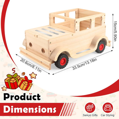 Hölzernes schwebendes Präsentationsregal, kompatibel mit Tonies – magnetisch, passend für Audio Player 1 & 2 (Natur, Auto)