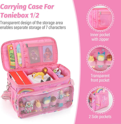 Kompatibel mit Tonies Tragetasche – Schutzhülle mit verstellbaren Trennwänden, Pink