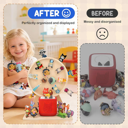 360° Rotating Ferris Wheel Display Shelf Compatible with Tonies – Holds 80+ Figures, Includes 60 Metal Plates