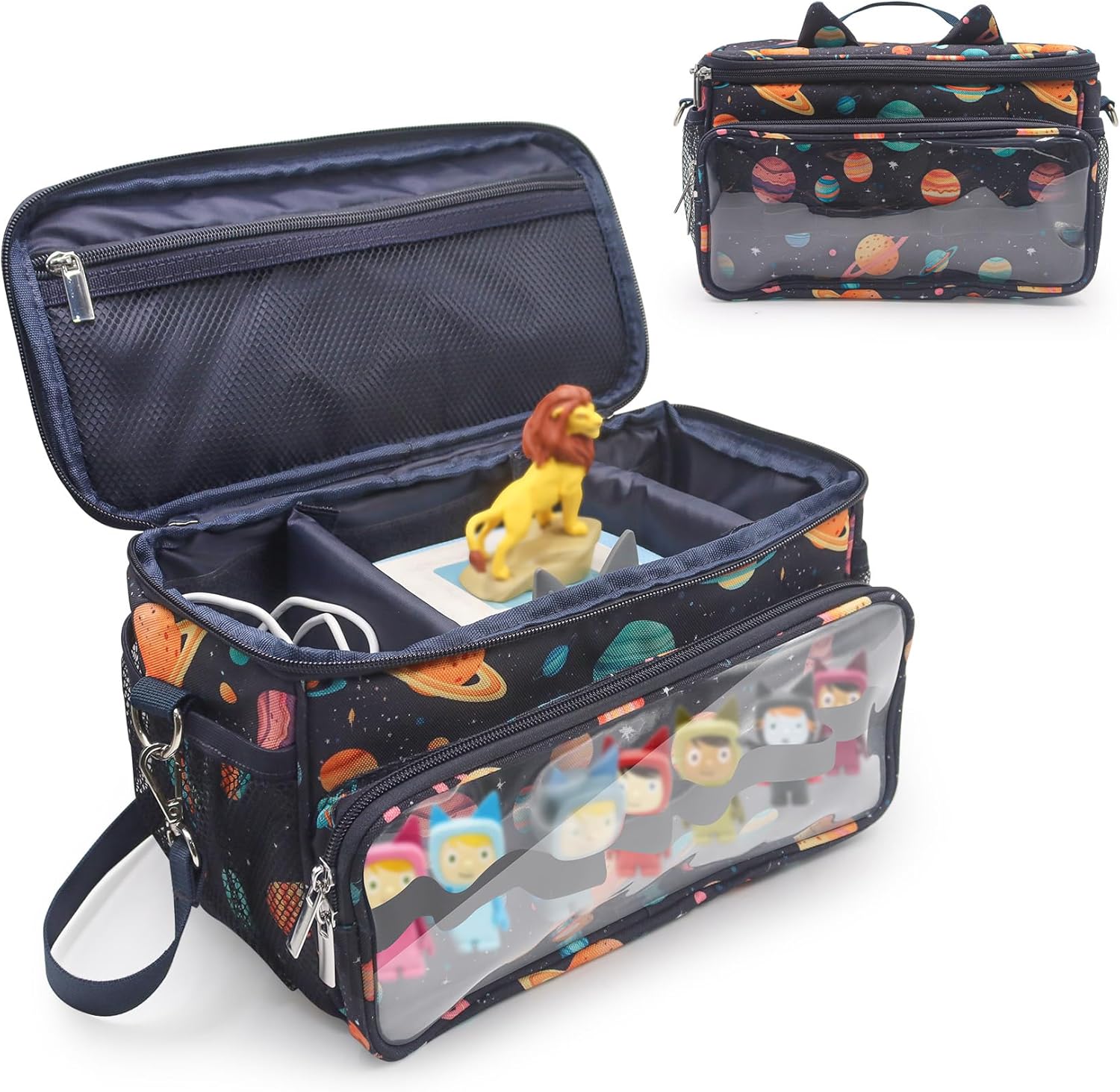 for Tonies Carrying Case, Toniebox Case for Tonies Figures,Tonie Characters, Tonies Storage and Organizer with Shoulder Strap,Tonies Box Starter Set,Tonies Headphones,Charging Station Bag (Black)