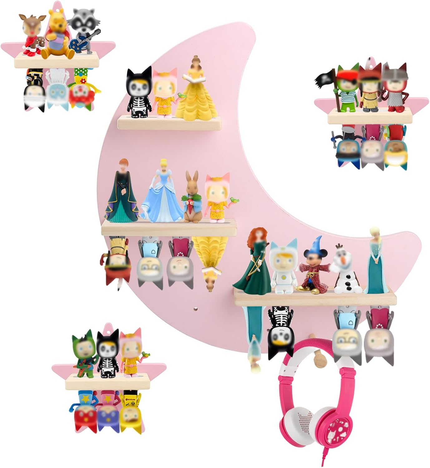 Shelf Wall Mount for Toniebox Tonie Figures Character,Star Magnetic Wooden Shelf Compatible with Tonie Audio Toniebox Starter Set