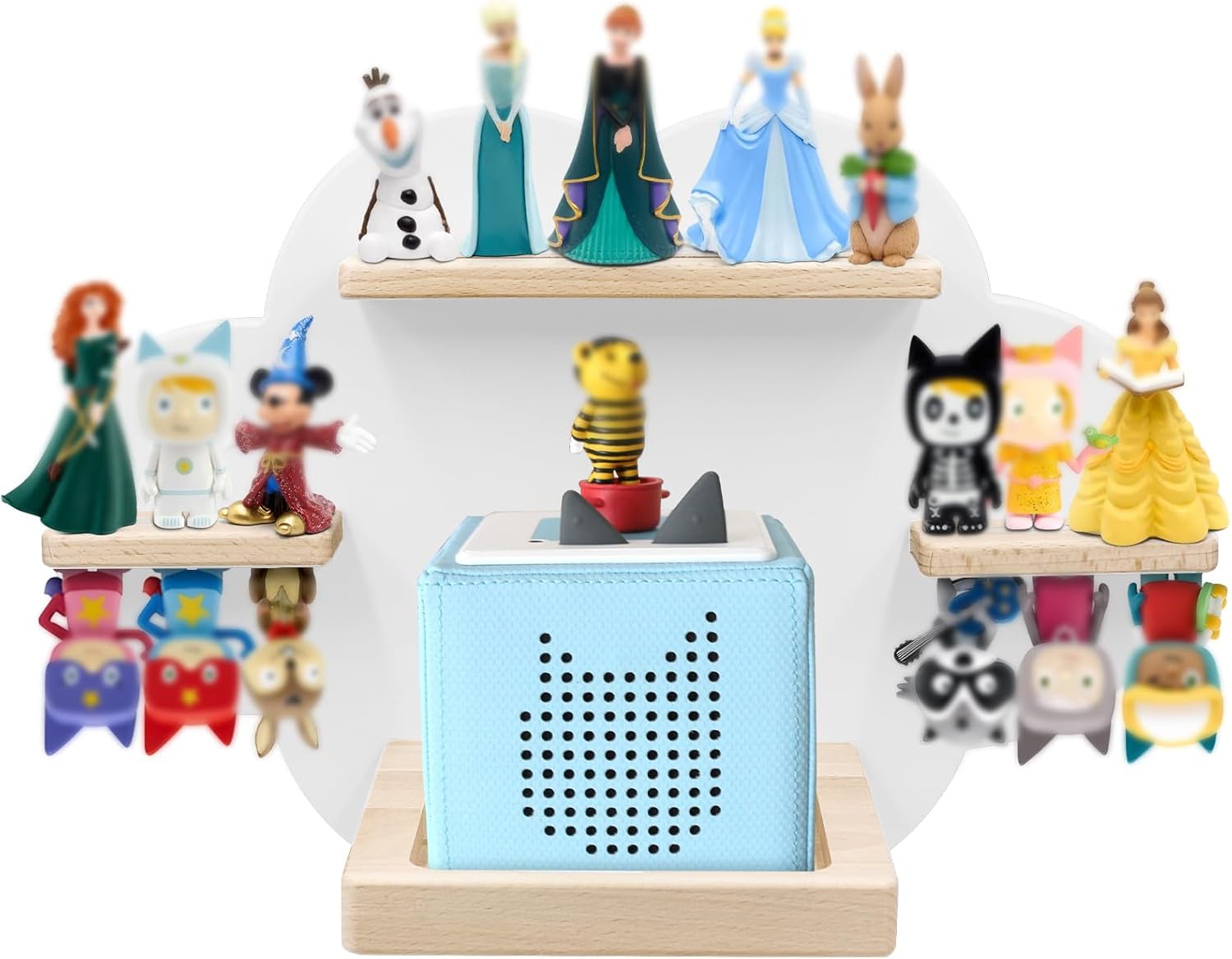 for TonieBox and Tonie Shelf Cloud,Tonies Storage for 12-20 Tonie Figures Characters Magnetic Wall Shelf for Tonies Toniebox, Charging Station (Blue)