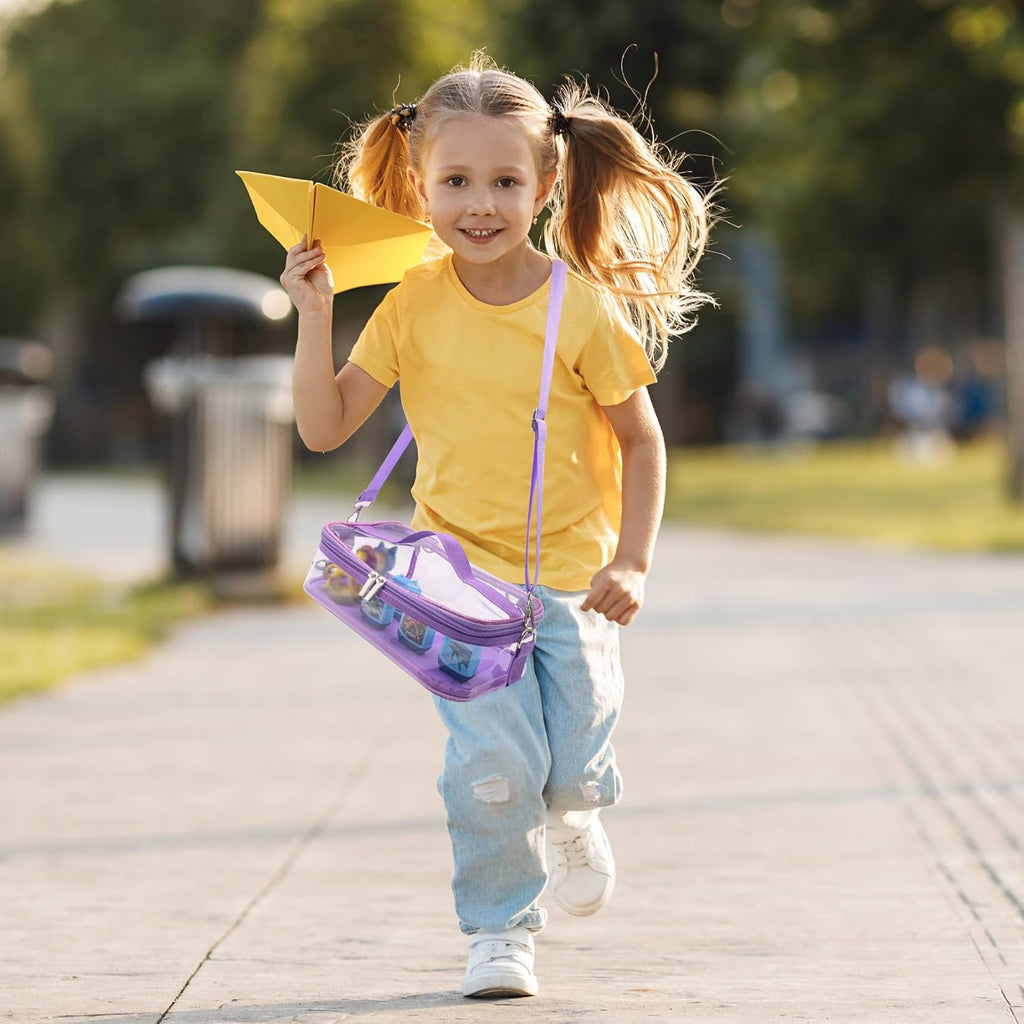 Carrying Case for Tonie Figures,Transparent Carrying Bag,Portable Storage Bag with Magnetic Base for 20-30 Tonie box Figures Characte Organizer (Purple)