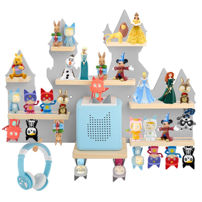 Magnetisches Holz-Regal kompatibel mit Tonies – Rosa Schloss | Wandmontage, passend für Audio-Player 1 & 2