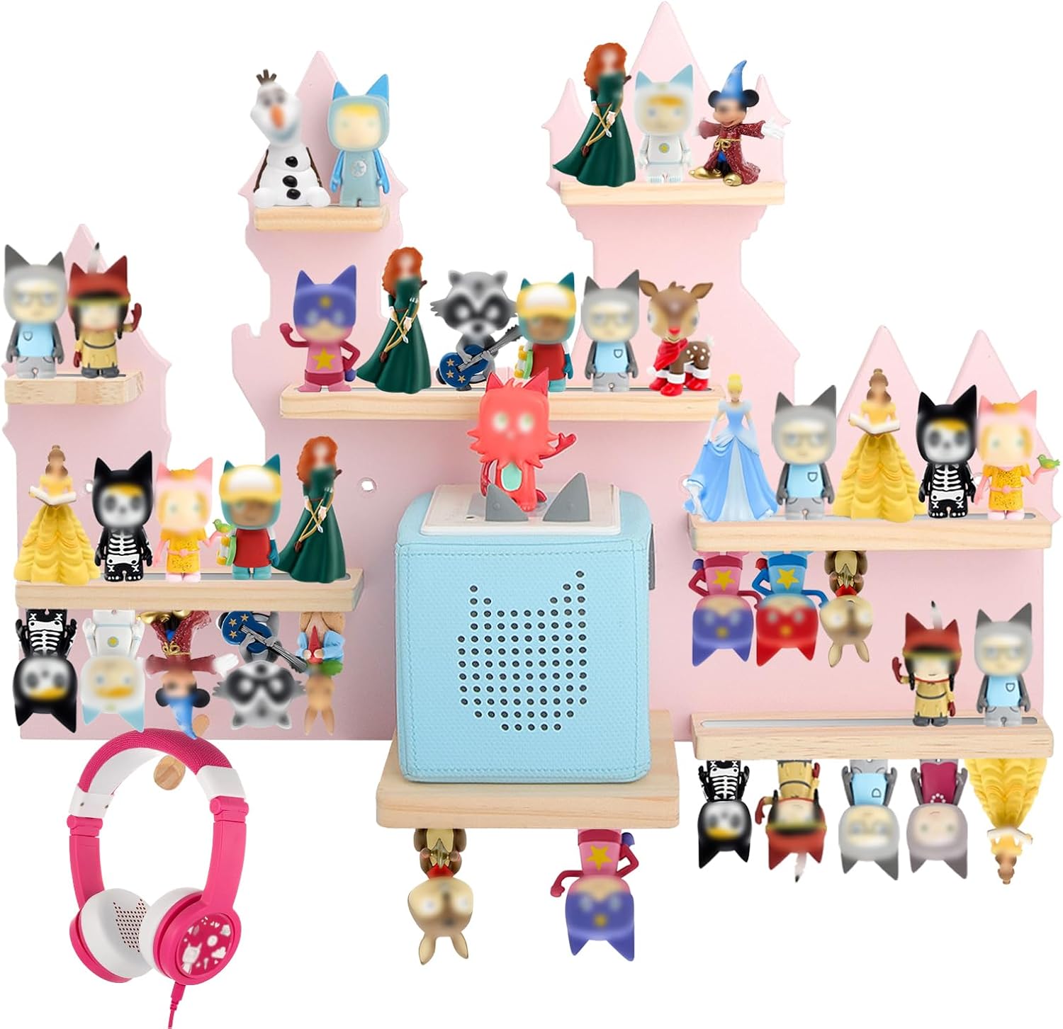 Shelf Wall Mount for Toniebox Tonie Figures Character,Star Magnetic Wooden Shelf Compatible with Tonie Audio Toniebox Starter Set