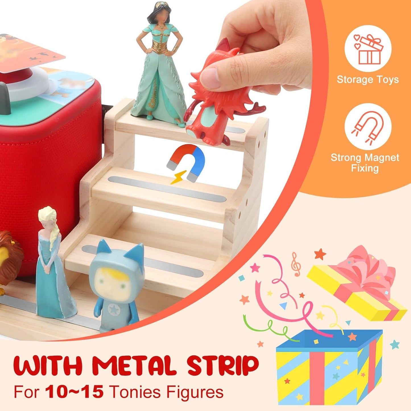 Kompatibel mit Tonies Holz-Organizer – Für 5 Spielepakete (3 große + 2 kleine) + Gamecontroller-Halterung