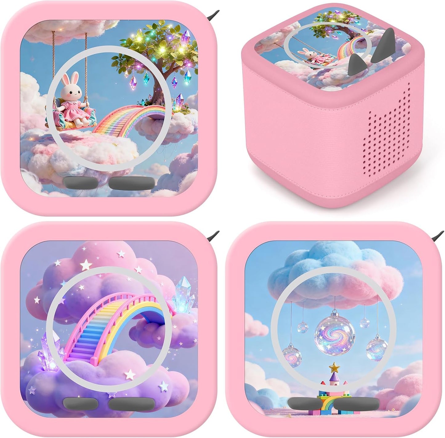 Kompatibel mit Tonies Dekorfolien – 3 Fantasie-Aufkleber (Hase & Regenbogen)