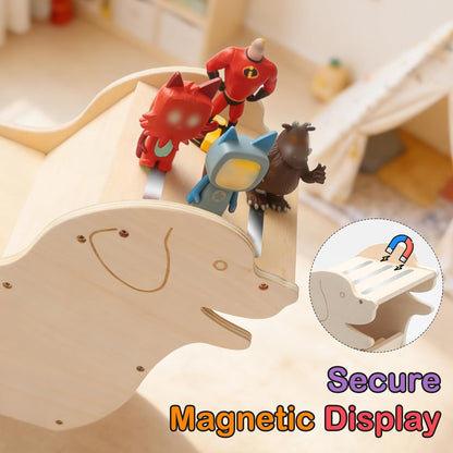 Kompatibel mit Tonies Holz-Rollhund Aufbewahrungsregal – Nachziehtier, Fasst über 50 Figuren + Zubehör