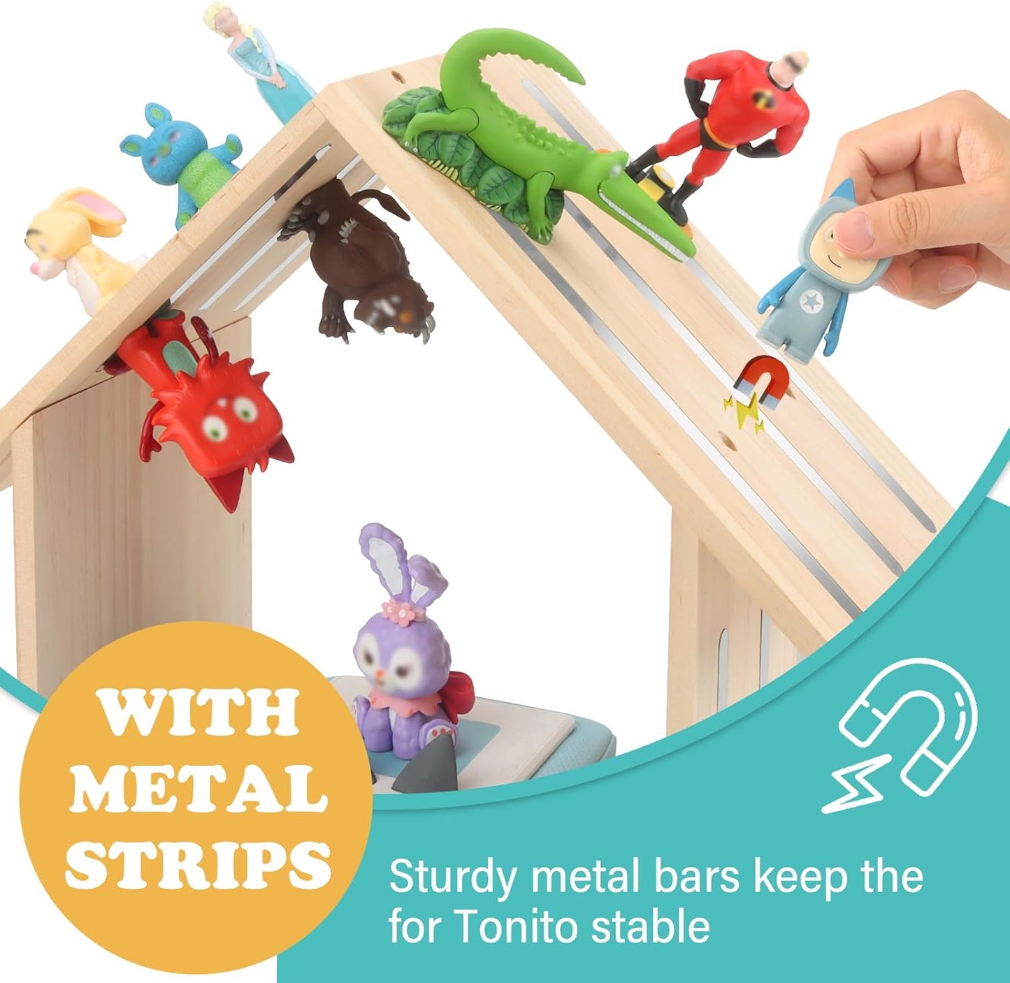 Kompatibel mit Tonies großes Holzregal – fasst 30–40 Figuren, zur Wandmontage und als Tischregal