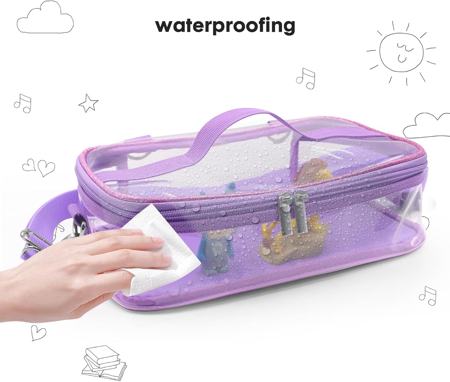 Carrying Case for Tonie Figures,Transparent Carrying Bag,Portable Storage Bag with Magnetic Base for 20-30 Tonie box Figures Characte Organizer (Purple)