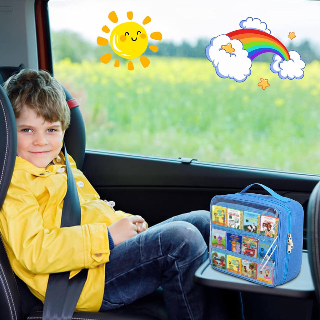 Carrying Case Compatible with Little Tikes Story Dream Machine Books Starter Set,Portable Storage Bag with Handle for Storytime,Little Golden Book,Little Puppy Character (Blue)