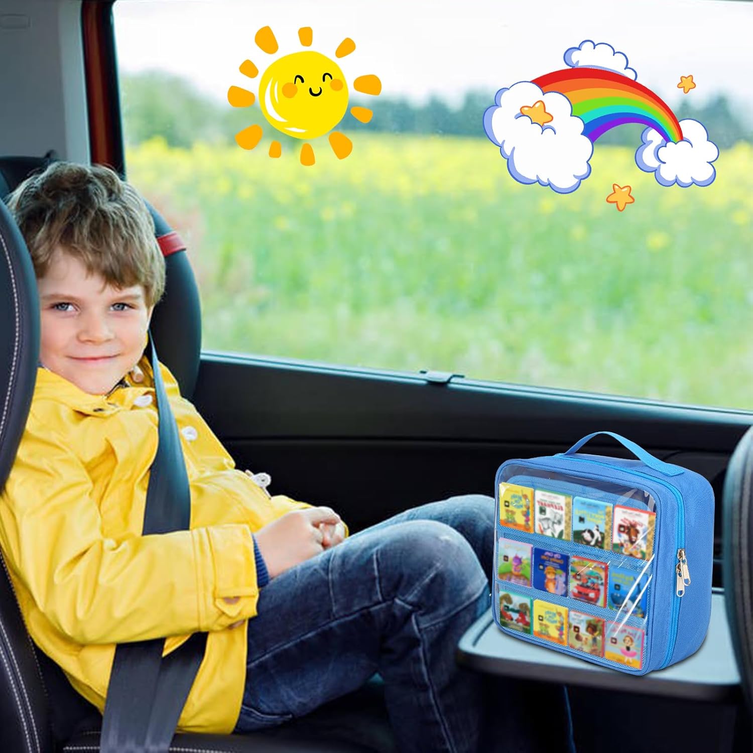 Carrying Case Compatible with Little Tikes Story Dream Machine Books Starter Set,Portable Storage Bag with Handle for Storytime,Little Golden Book,Little Puppy Character (Blue)