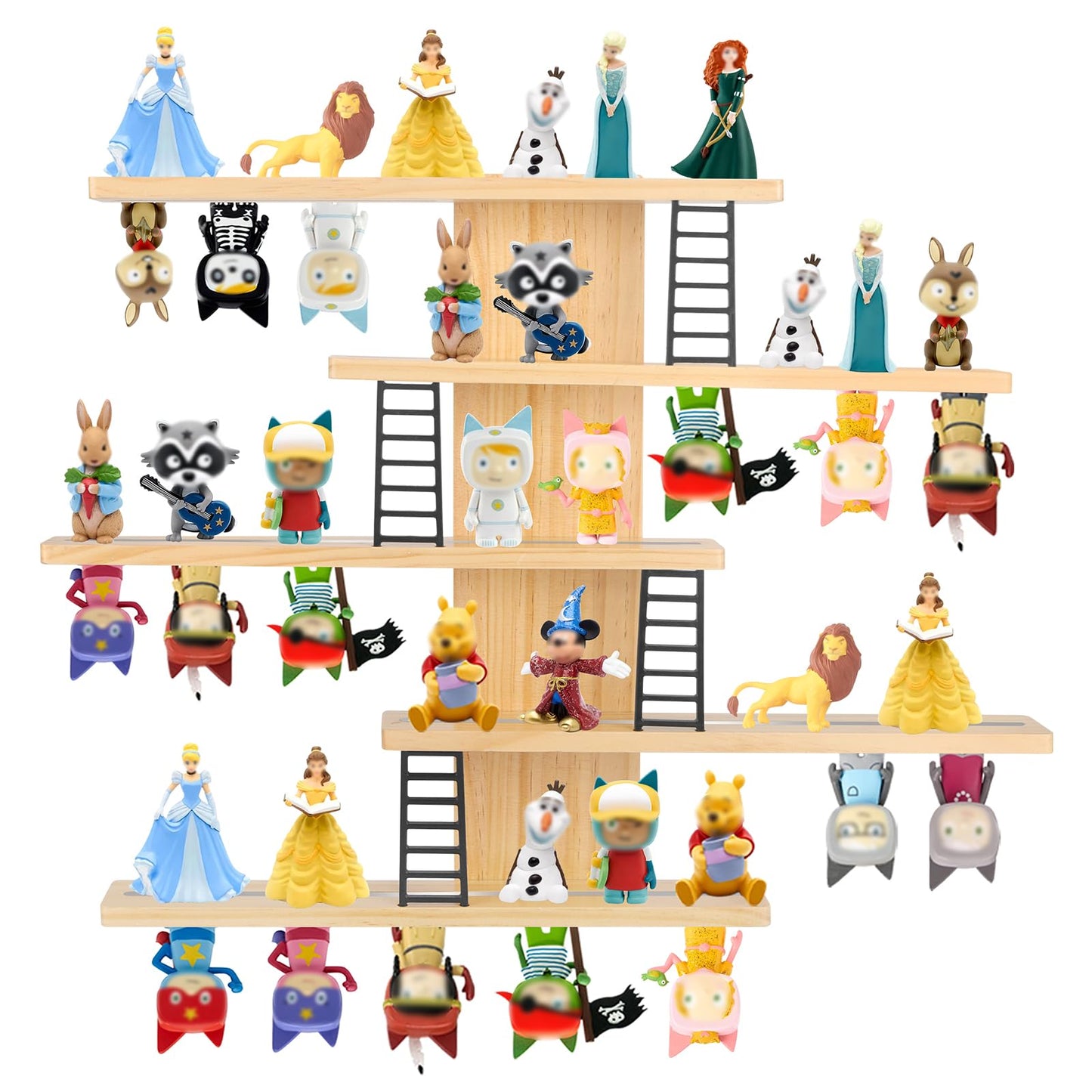 Magnetisches Holz-Regal kompatibel mit Tonies – Bunt | Wandmontage, fasst 12–35 Figuren