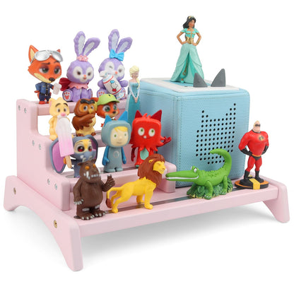 Kompatibel mit Tonies 3-stöckiges rosafarbenes Präsentationsregal – fasst 10–15 Figuren, Desktop-Aufbewahrung