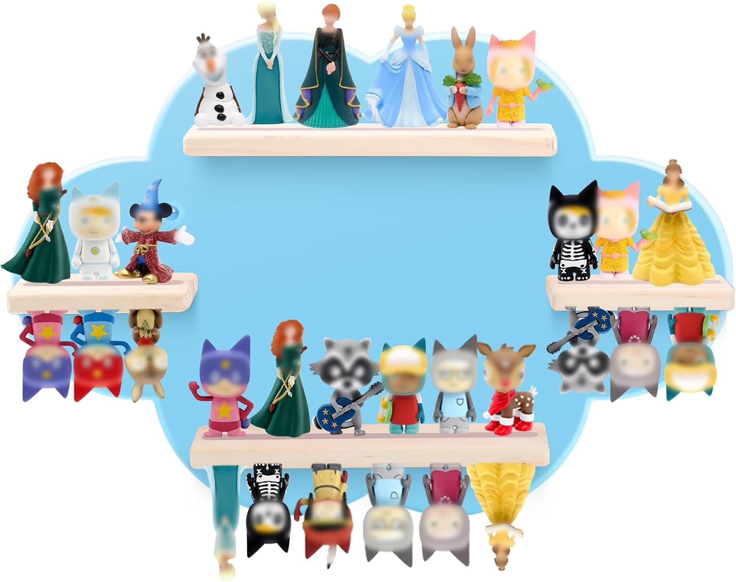 for TonieBox and Tonie Shelf Cloud,Tonies Storage for 12-20 Tonie Figures Characters Magnetic Wall Shelf for Tonies Toniebox, Charging Station (Blue)