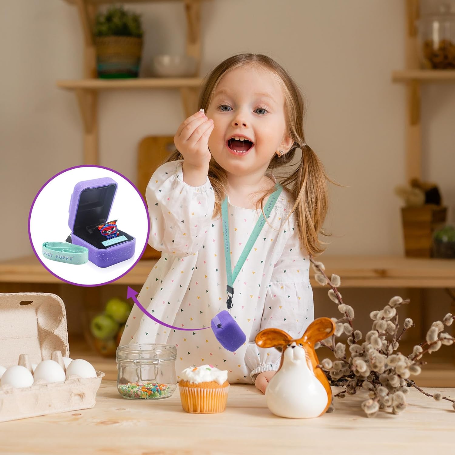 Silicone Cover Case for Bitzee Interactive Toy Digital Pet With Lanyard, Protective Holder Skin for Virtual Electronic Pets for Girls & Boys (Purple)