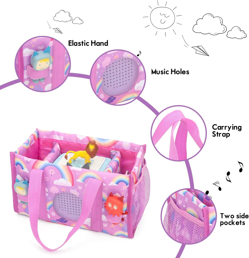 for Tonies Carrying Case, Toniebox 2/1,Carrying Bag for Toniebox, Tonie Figures Characters, Headphones and Charging Station, Travel Storage Bag with Handle (Rainbow)