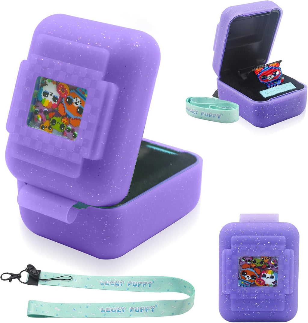 Silicone Cover Case for Bitzee Interactive Toy Digital Pet With Lanyard, Protective Holder Skin for Virtual Electronic Pets for Girls & Boys (Purple)