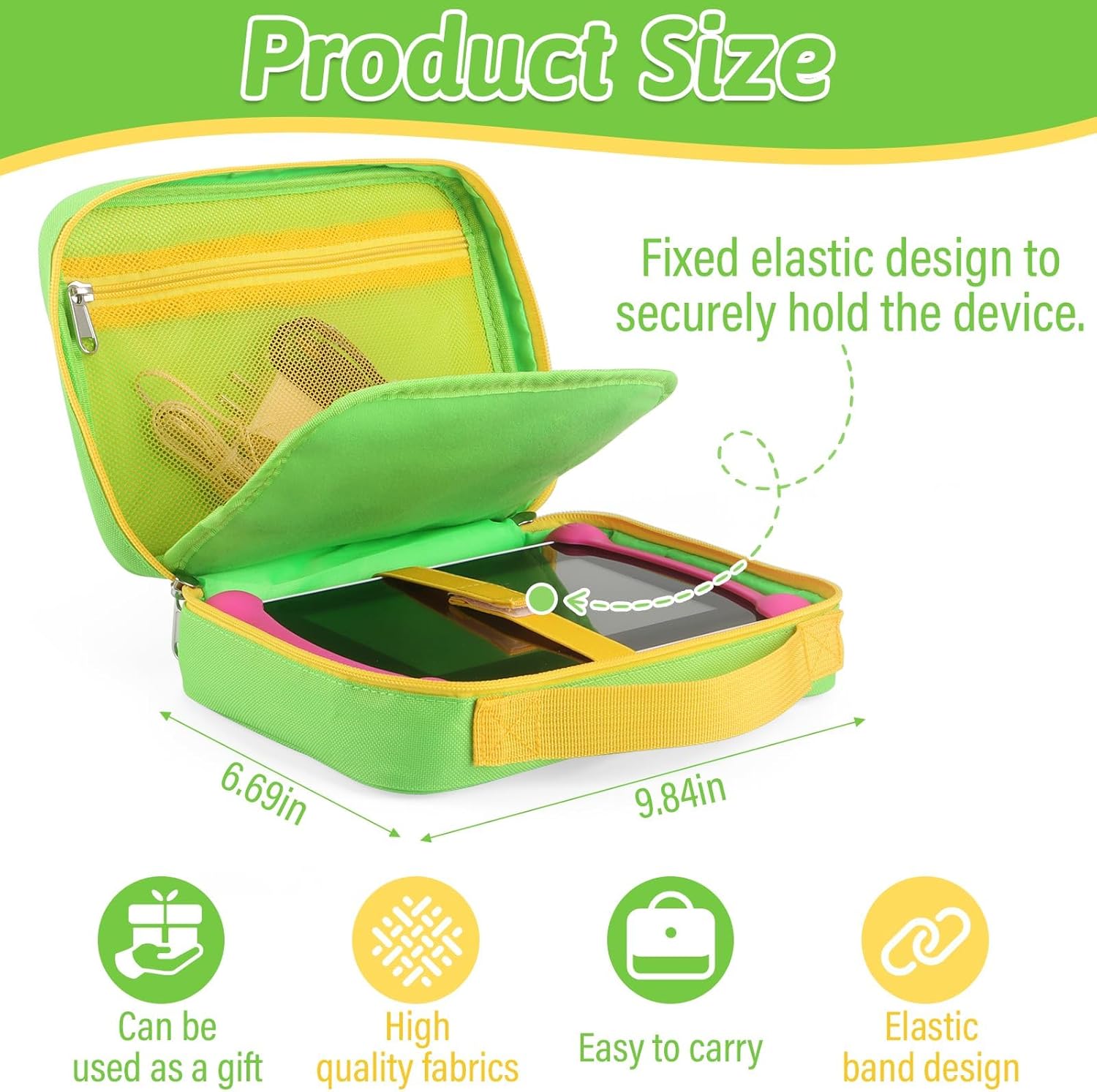 Carrying Case for LeapFrog LeapPad Ultimate Ready, Portable Storage Bag with Handle Compatible With Leap Pad (Green)