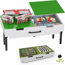 3-in-1 Lego-Tisch aus Holz mit Stauraum – Baustein-Spieltisch mit Rollen