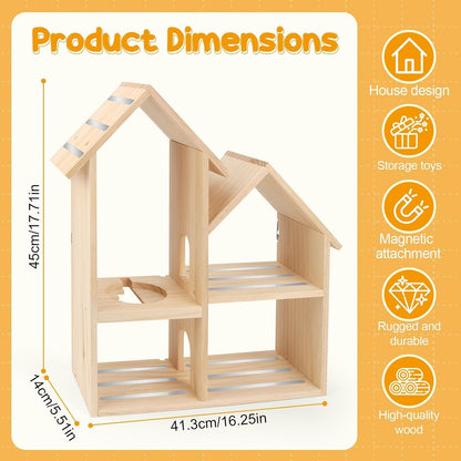 Compatible with Tonies Large 4-Room Loft House – Wooden Magnetic Display Shelf, Wall Mounted & Tabletop