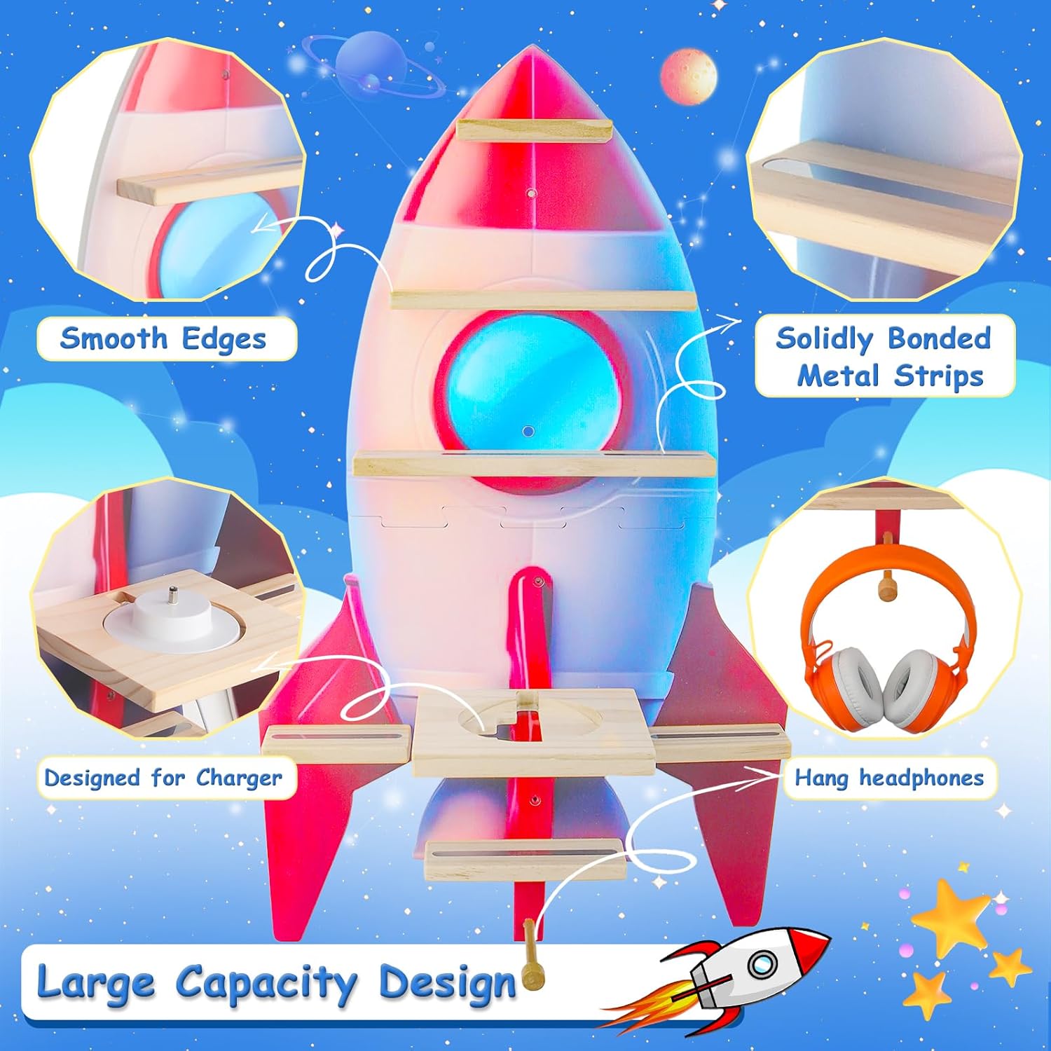 for Toniebox 2/1, Tonie Shelf Wall Mounted,Tonies Figures Tonies Storage,Magnetic Wooden Floating Shelves Compatible with Tonie Box Player Character for Children Room