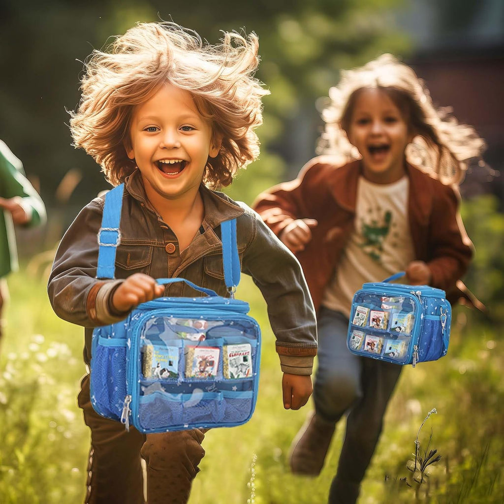 Carrying Case Compatible with Little Tikes Story Dream Machine Books Starter Set,Portable Storage Bag with Handle and Shoulder Strap for Storytime,Little Golden Book,Little Puppy Character (Blue)