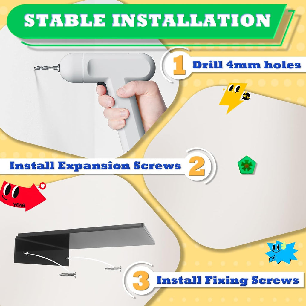 2 Pack Display Shelves for Building Bricks,Display Case Compatible with All Toy Block Brands -Acrylic Floating Shelf Display with Brick Building Baseplate, Figure Display Cabinet Wall Mount