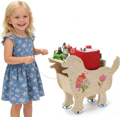 Kompatibel mit Tonies Holz-Rollhund Aufbewahrungsregal – Nachziehtier, Fasst über 50 Figuren + Zubehör