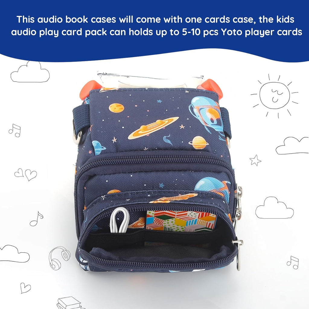 Taladad Carrying Case Compatible with Yoto Card Holder ,Storage Bag Case for Yoto Player 2nd/3rd Kids Speaker Audio Plays Audiobook Cards Radio and Card Case Hold (Blue)